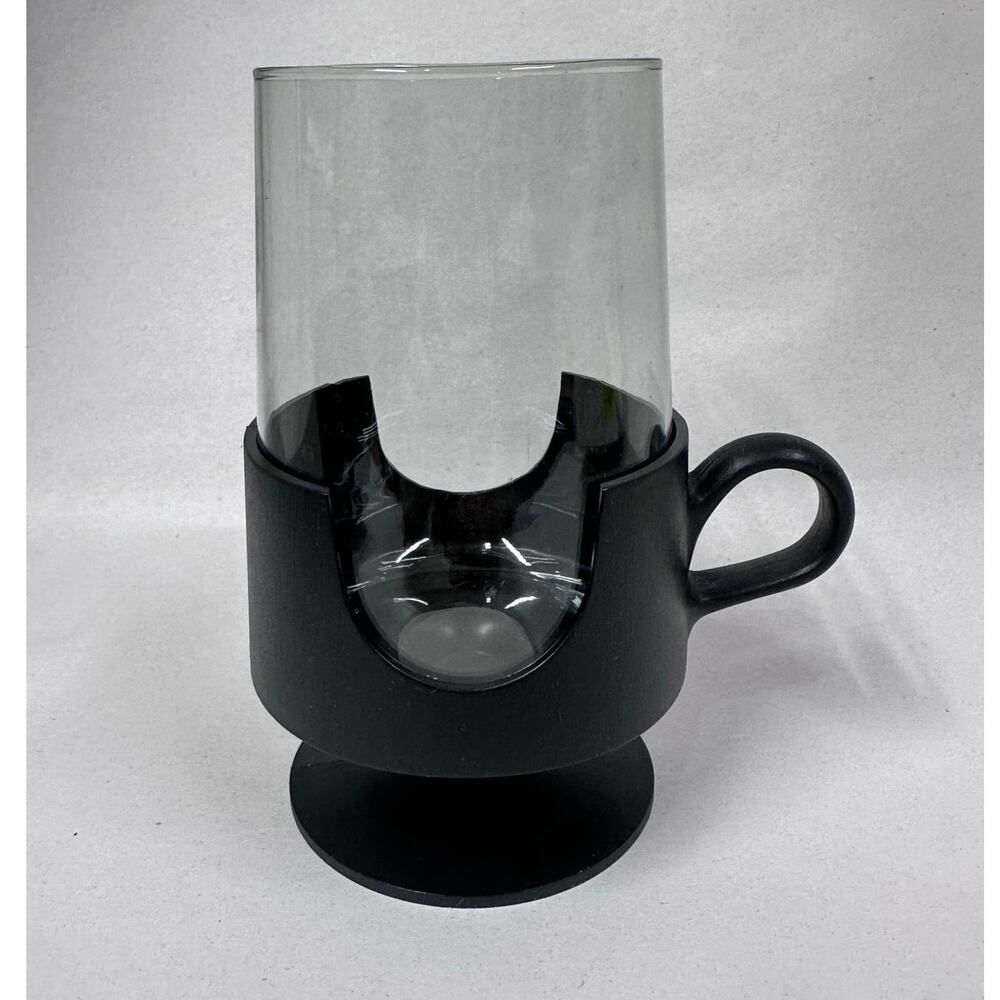 Vintage MCM Corning‎ Glas-Snap Mug. Black Pedestal 10 oz